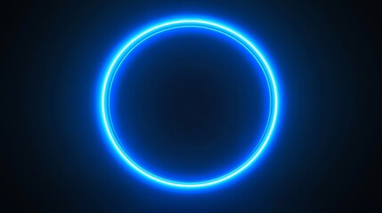 Obraz premium Blue neon light glowing in circle shape on black background