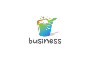 Logo design of bucket with paint and brush. © SameGuy13
