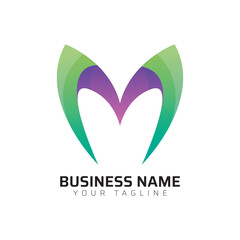 Obraz premium M abstract modern minimalist premium typography 3d colorful letter logo design template 