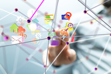 Futuristic in Industry 4.0 and business virtual diagram - 3d