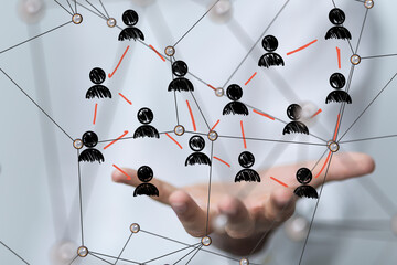 Abstract technology group and data 3d