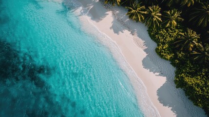 A palm-fringed coastline with turquoise waters and white sandy beaches stretching as far as the eye...