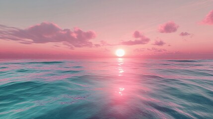 Obraz premium Serene Pink Ocean at Sunset