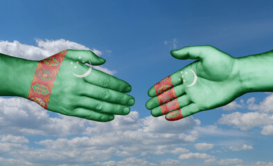 Turkmenistan country handshaking with flags, consensus concept international co-operation illustration
