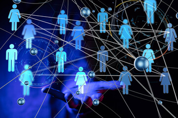 Abstract technology group and data 3d