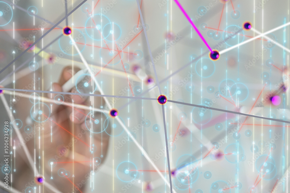Aufkleber Neural network 3D illustration. Big data and cybersecurity - 3d