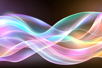 Obraz premium An abstract 3D render of an iridescent neon holographic twisted wave in motion. This would make a great banner, background, wallpaper, or cover.