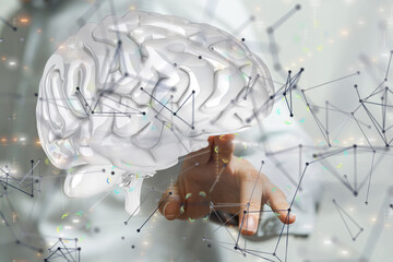 abstract lines with dots over dark background.