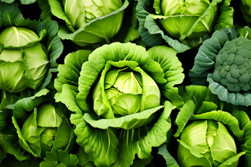 Fototapeta premium green cabbage growing in the garden