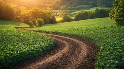  Winding Road Through Lush Green Fields © Alienmarsh