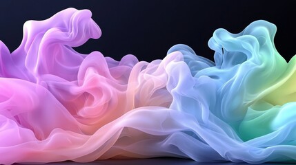 Neon light waves with a variety of colors and wallpaper artwork generated using stock