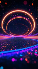 Obraz premium Neon lights creating abstract circular shapes background