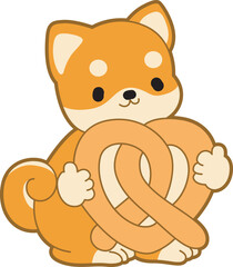 Cute puppy kawaii dog lovely animal vector icon. Fluffy Shiba Inu pet stickers. Happy doggy activities illustrations.