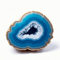 Fototapeta premium A stunning blue geode with stripes of white and blue. The vibrant colors radiate a calming energy that promotes relaxation and emotional healing.