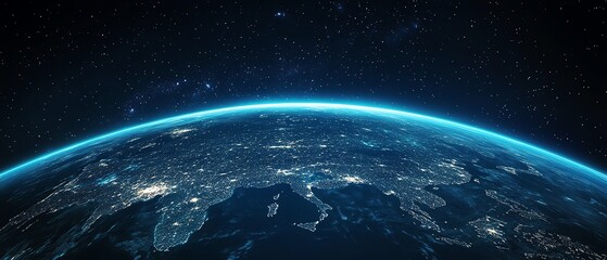 Obraz premium Worms-eye angle, serene minimalist world news mural, illuminated by moonlight, dreamlike atmosphere, captivating design