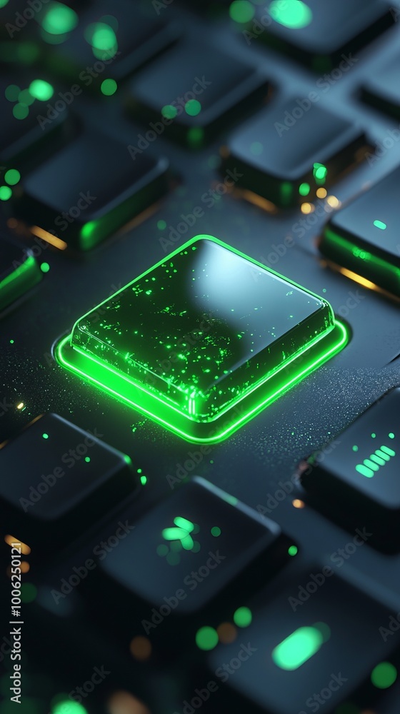 Canvas Prints Green glowing keyboard key showing futuristic technology