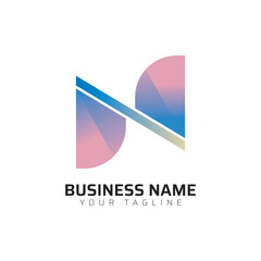N abstract modern minimalist premium typography 3d colorful letter logo design template

