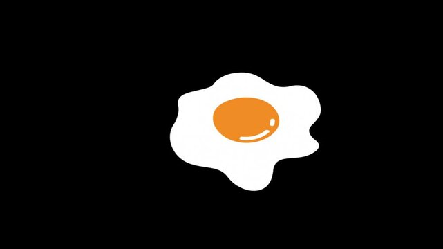 cartoon animation of fried egg motion on black background alpha channel. looping animation