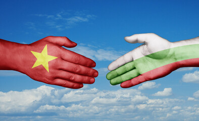 Bulgaria and Vietnam country handshaking with flags, consensus concept international co-operation illustration