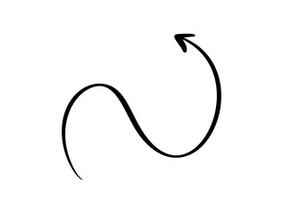 Curved Wavy Arrow. Simple Vector hand drawn Illustration for Design Projects