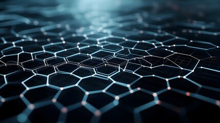 Obraz premium Abstract 3D Rendering of a Network with Blue Lines and Glowing Nodes