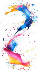 Obraz premium A high-energy abstract frame with messy, vibrant brush strokes and splatters in neon colors