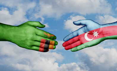 Azerbaijan and Zambia country handshaking with flags, consensus concept international co-operation illustration