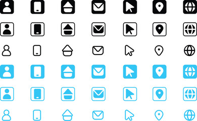 Contact & Social Icon Set Vector Format