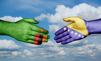 Zambia and Bosnia and Herzegovina country handshaking consensus concept international co-operation illustration