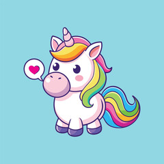 Cute Unicorn With Love Cartoon Vector Icon Illustration.