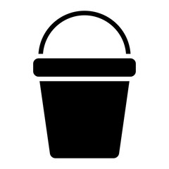 Illustration showing a black bucket icon on a white background