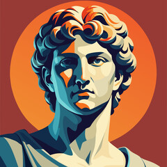 antique statue of david or apollo vector illustration