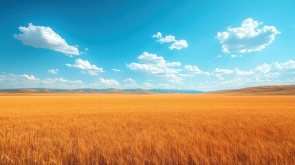 Obraz premium Golden Field Under a Blue Sky