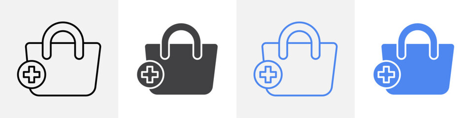 add to bag icon vector set use for web
