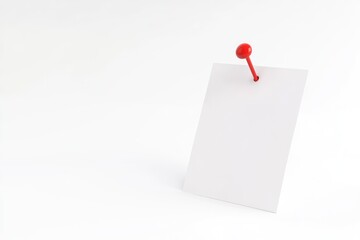 Minimalist White Paper with Red Pushpin on White Background - Ideal for Design, Poster, Print
