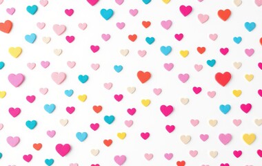 Colorful hearts on a white background