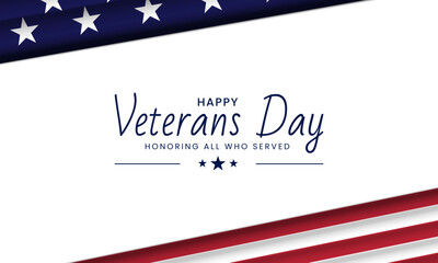 United States veterans day banner design. Honoring all who served. Vector illustration