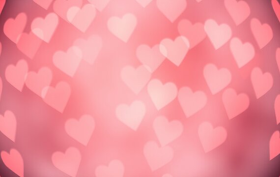 Pink heart bokeh background for Valentine's Day.