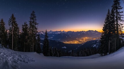 Mountainous Landscape at Night