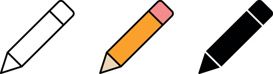Pencil, Edit icon symbol in lined, isolated and colored style. Vector Illustration