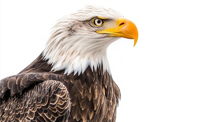 Majestic bald eagle posing on white background