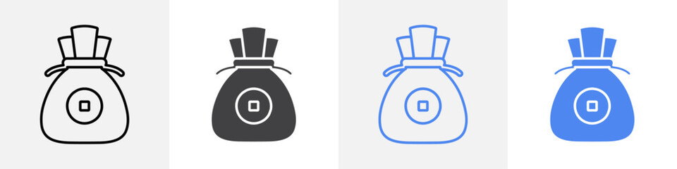 coin bag icon vector set use for web