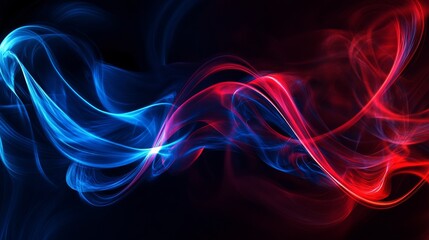 Obraz premium Red and blue light trails flowing on black background