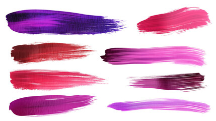 Obraz premium set of red purple liner brushstrokes isolated on transparent background