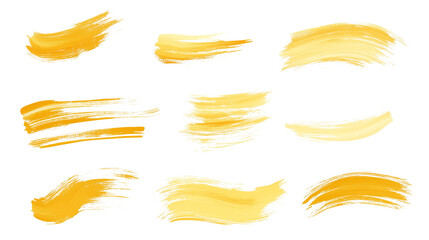 Obraz premium set of yellow liner brushstrokes isolated on transparent background