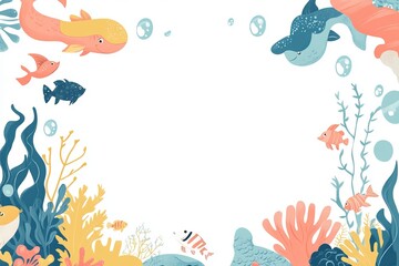 Fototapeta premium Underwater concept invitation template