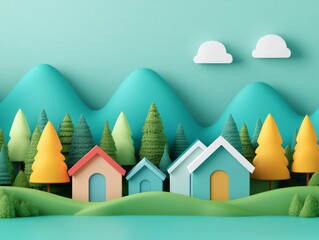 Obraz premium Ecotourism in a Small Town Landscape with Nature
