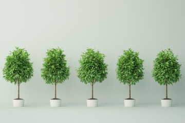 Obraz premium Green Trees in Pots for Ecosystem Restoration