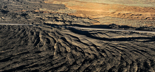 Lava formations, Teide volcano at sunset on the Tenerife island.