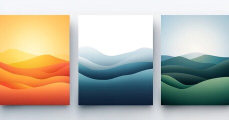 Obraz premium Set of Three Abstract Wall Art Designs with Grainy Texture